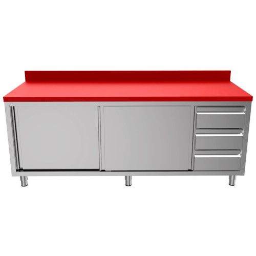 Polyethyleen RVS werktafel met schuifdeuren