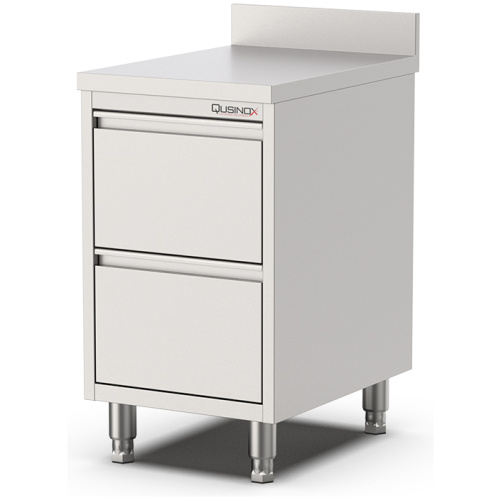 RVS horeca werktafel 2 laden met opstaande rand