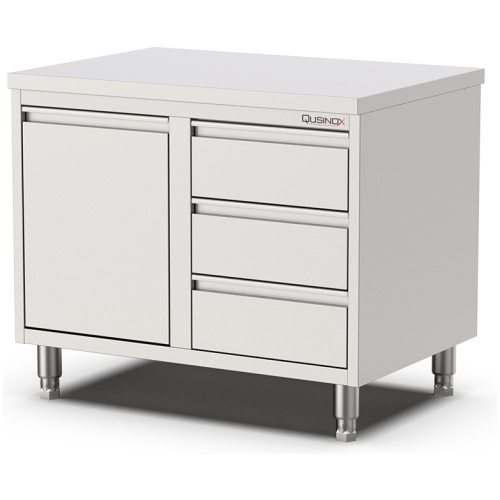 RVS horeca werktafel met kanteldeur en laden