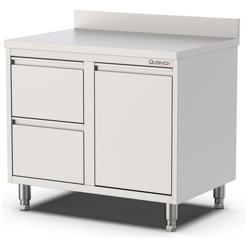 horeca werktafel met laden en kanteldeur-opstaande rand