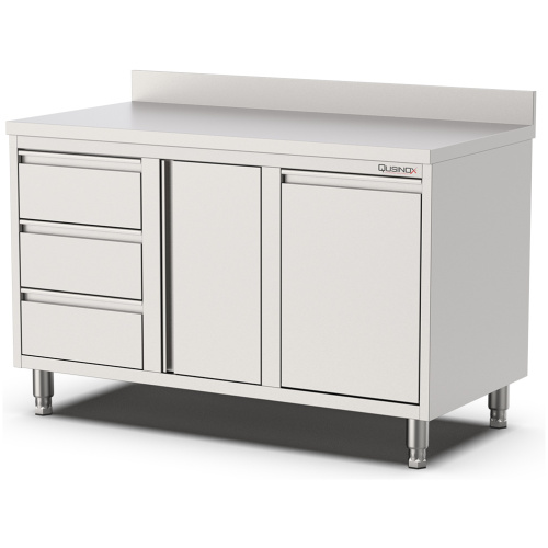 horeca werktafel met laden en kanteldeur-opstaande rand