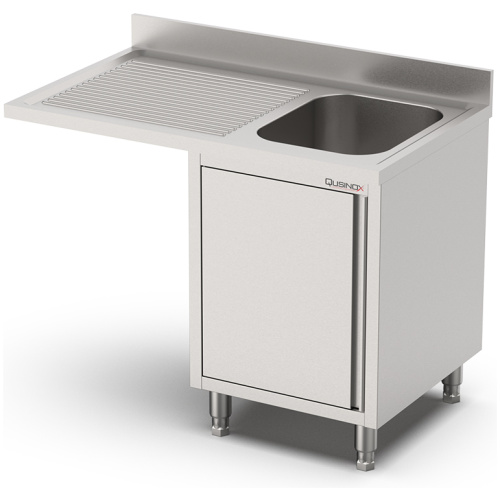 rvs spoeltafel met ruimte voor vaatwasser-draaideuren