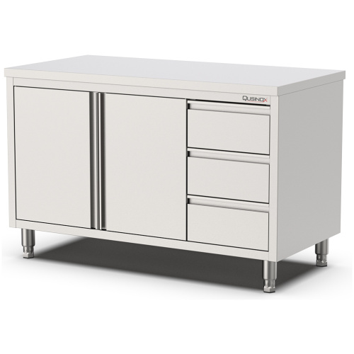 RVS horeca werktafel met laden en draaideur