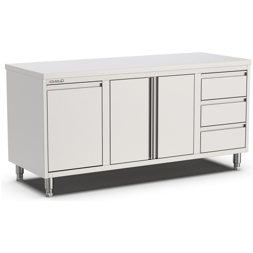 horeca werktafel met kanteldeur-draaideur en laden rechts