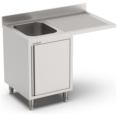 rvs spoeltafel met ruimte voor vaatwasser-draaideuren