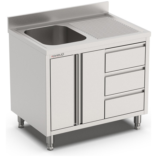 rvs spoeltafel met draaideur en laden