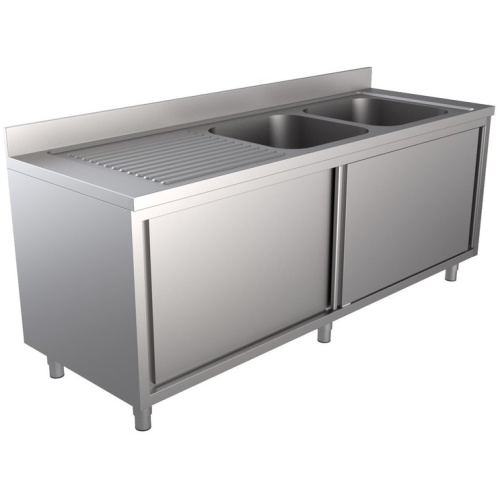 rvs spoeltafel met schuifdeuren