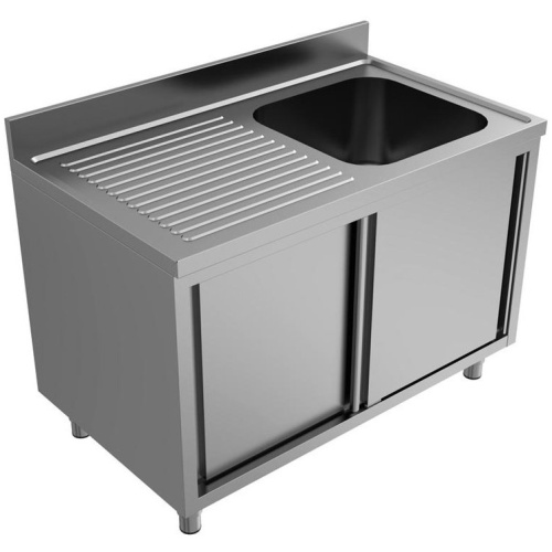 rvs spoeltafel met schuifdeuren