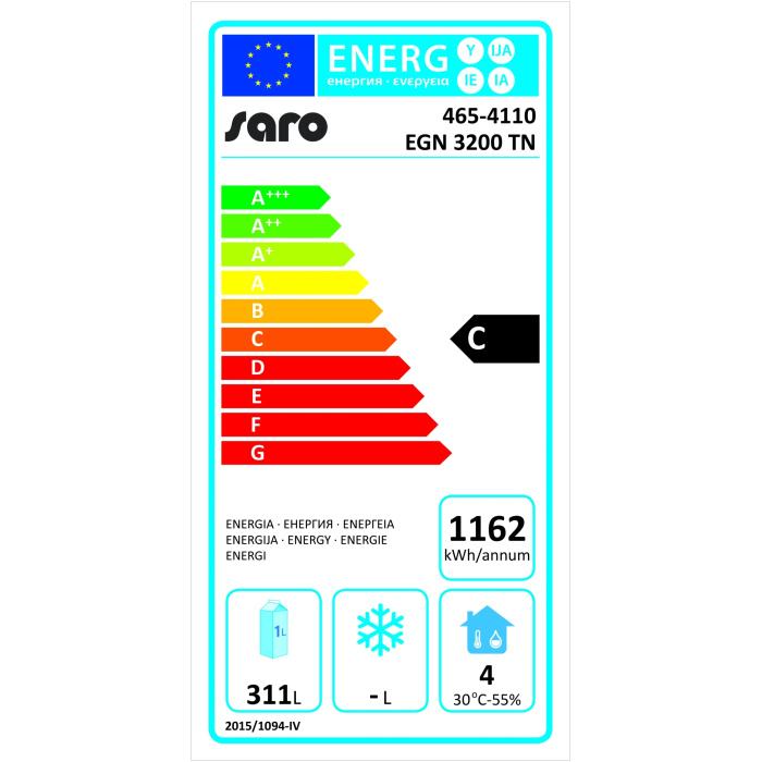 Koelwerkbank | 3 deurs | Saro EGN 3200 TN | Met opstaande rand | 1/1 GN | 417-341 liter | 1795x700x850/950(h)mm - Afbeelding 3